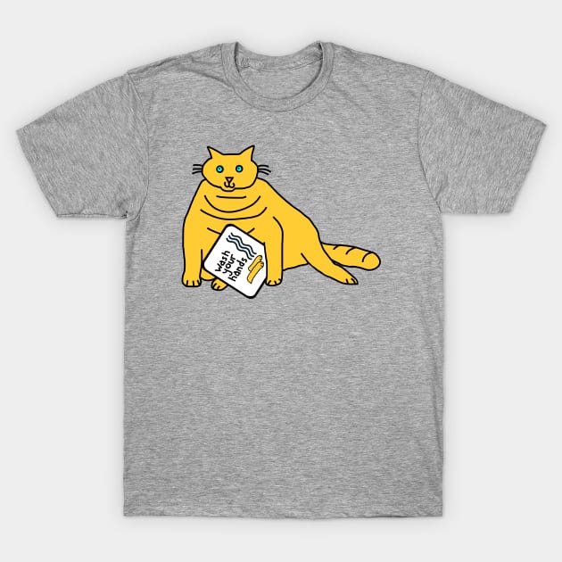 Yellow Cat Says Wash Your Hands T-Shirt by ellenhenryart